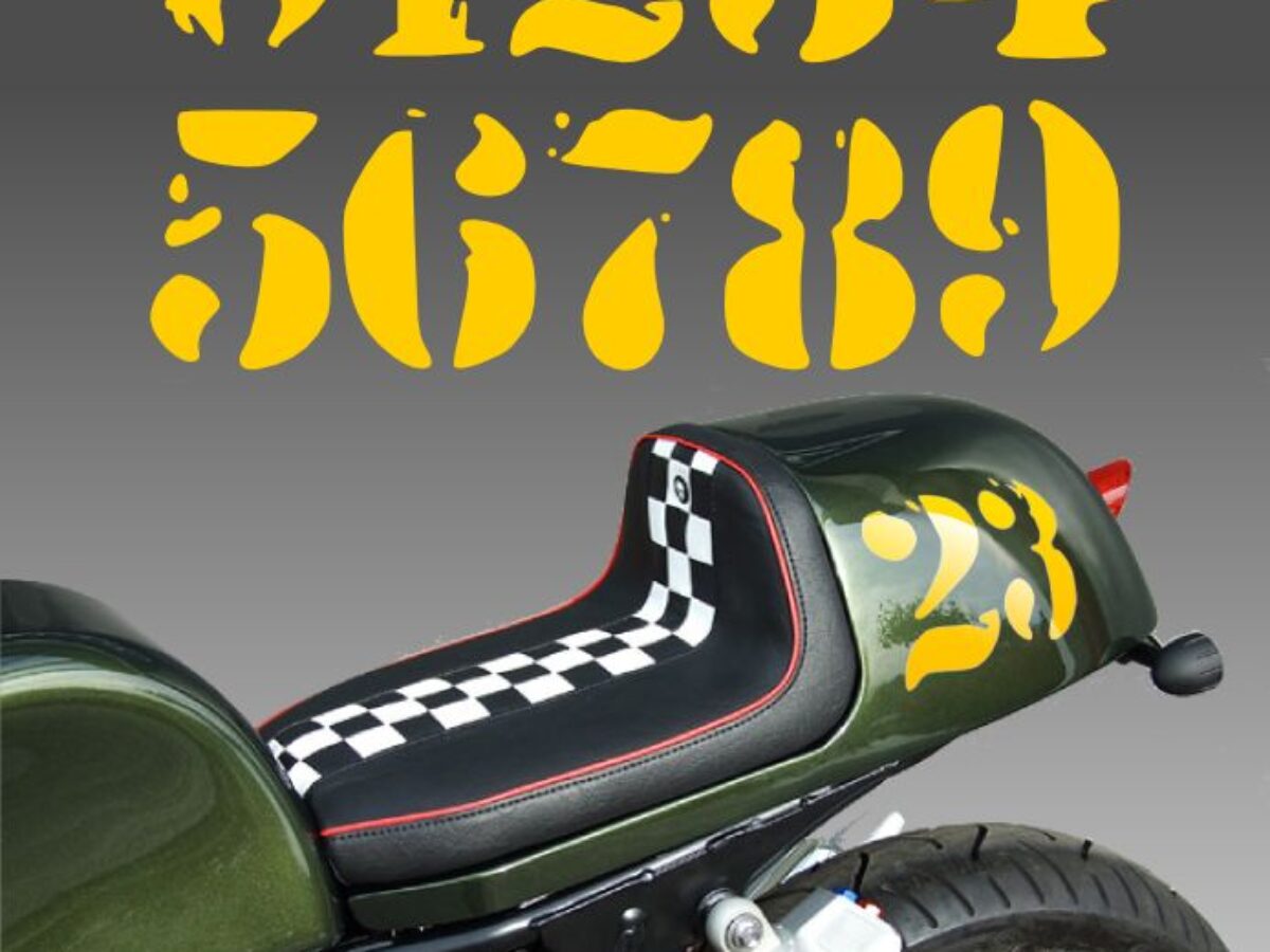 Numeri adesivi moto Cafe Racer vinile giallo